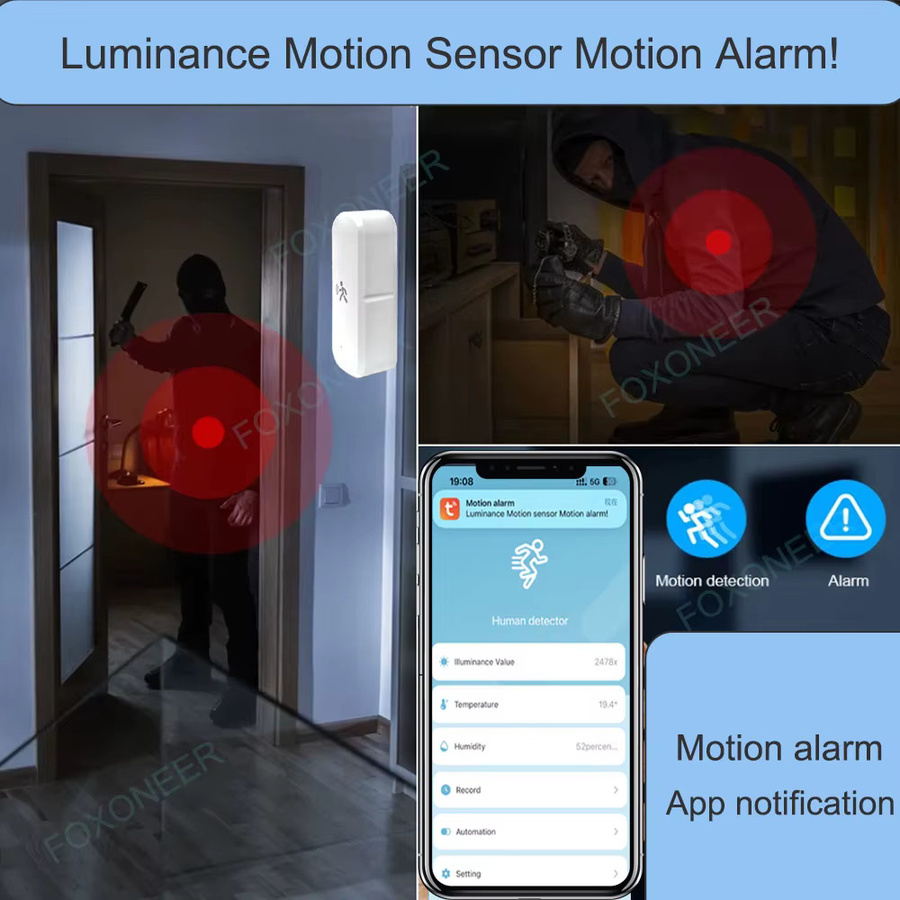 Tuya ZigBee 3.0 mmWave Radar Präsenzmelder mit Temperatur- und Feuchtigkeitssensor in Weiß für Home Assistant und Sicherheitssysteme - Bild 2