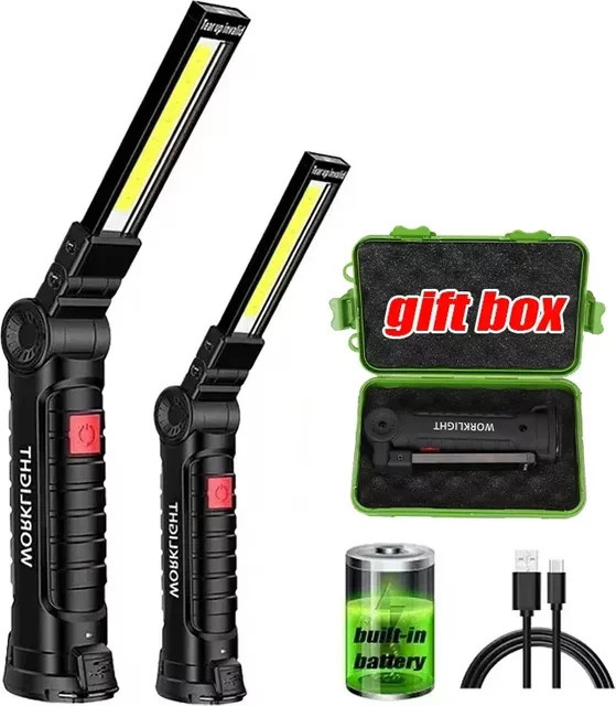 XIWANGFIRE Multifunktionale USB-Arbeitsleuchte mit COB-LED, magnetische Taschenlampe in Schwarz für Inspektionen und Notfälle - Bild 1