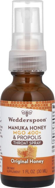 Wedderspoon Manuka-Honig-Propolis-Halsspray, Original Honig, MGO 400+, 30 ml - Bild 1