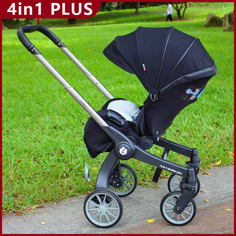 LUVCHAIN 4-in-1 Multifunktionaler Baby-Kinderwagen als Kombikinderwagen mit faltbarem Sitz und Korbdesign in Rot und Schwarz - Bild 2
