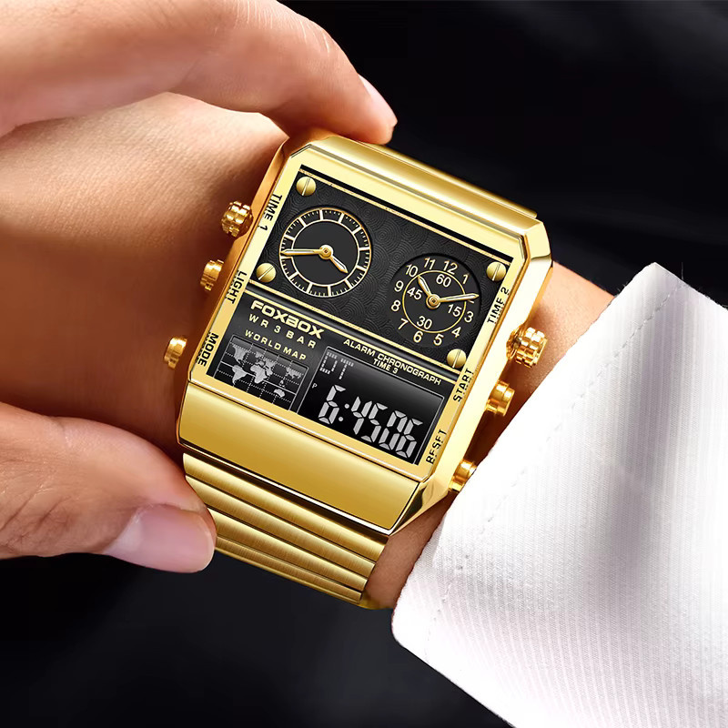 FOXBOX Armbanduhr, Quarz, Edelstahl, Gold, Herren - Bild 5