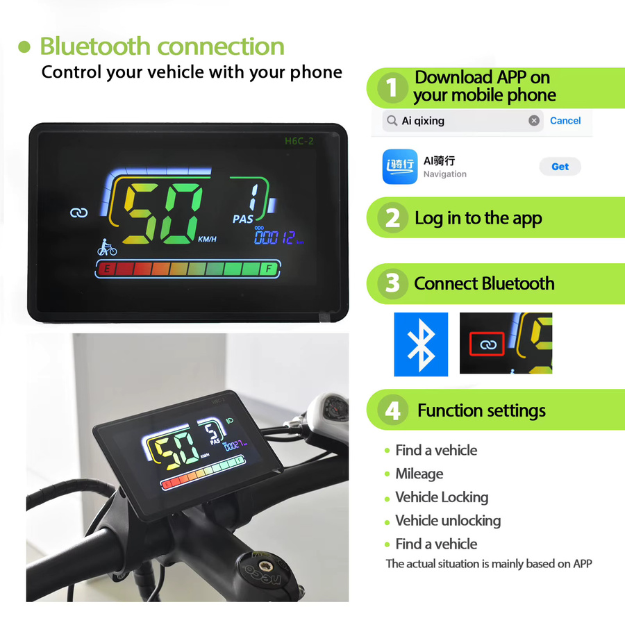 Haytrix H6C-2 Bluetooth LCD Fahrradcomputer für E-Bike und Mountainbike, Kilometerzähler in Schwarz, wasserdichtes Zubehör - Bild 2