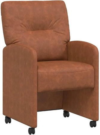 vidaXL Esszimmerstühle mit Rollen und Armlehnen aus Kunstleder in Braun, 2er Set, B/T/H: 57 x 67 x 95 cm
