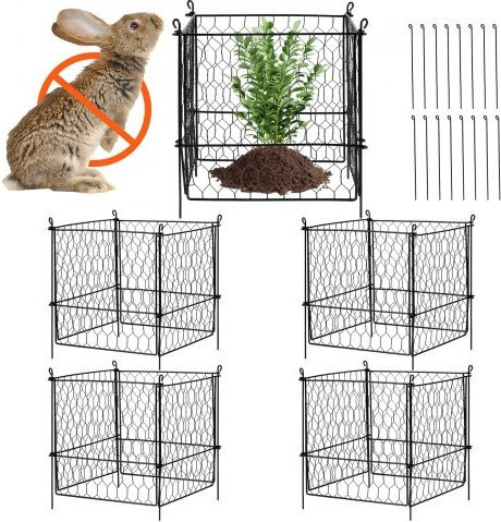 VEVOR 4er-Pack Pflanzenschutz aus Metallgeflecht in Schwarz, Pflanzenkäfige für Blumen und Gemüse im Garten, B/B: 34,3 x 34,3 cm - Bild 1