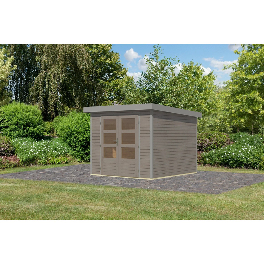 Karibu Gartenhaus Diego 3,5 in Wassergrau/Graualuminium, B/T/H: 209 x 238 x 242 cm - Bild 2