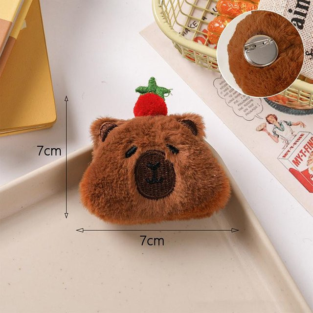 Linyi toy Brosche Capybara, Baumwolle, Weiß, Damen - Bild 1