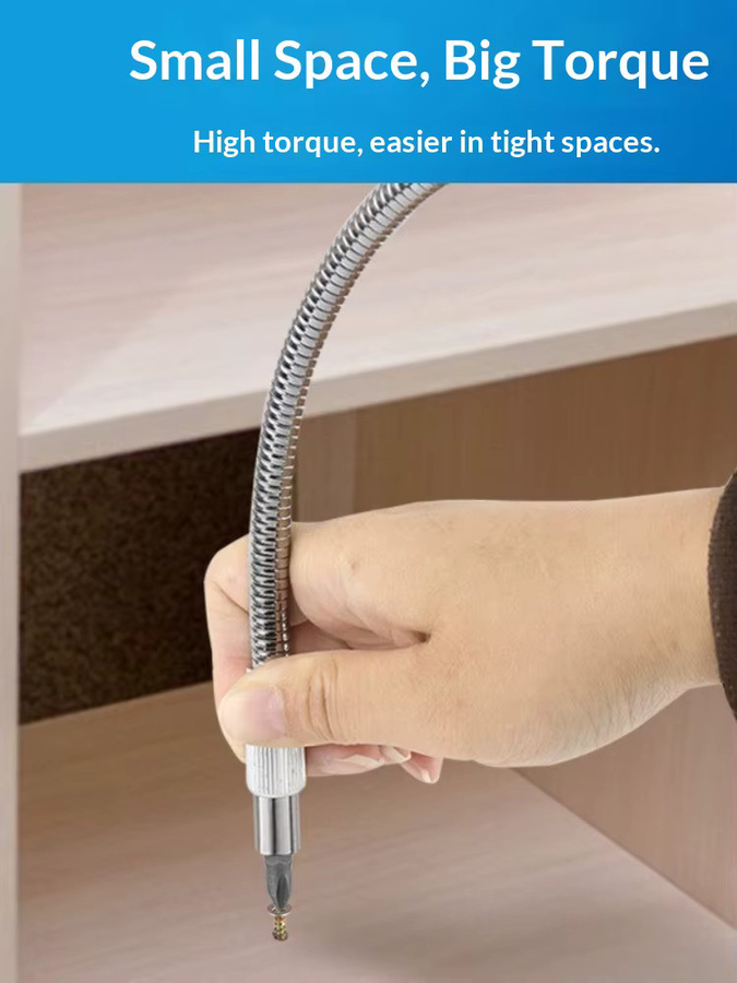 Flexibler Biege Wellen Anschluss Adapter aus Metall in Silber für elektrische Bohrer und Holzbearbeitung Werkzeuge - Bild 5