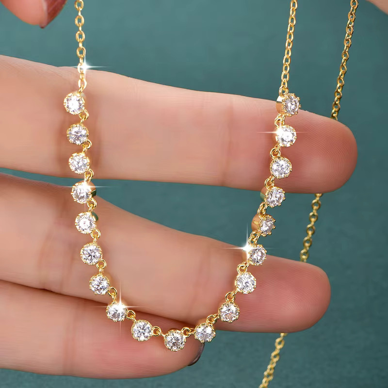 OXTAO Halskette, Moissanit, 14 Karat Gold gefüllt, Damen - Bild 2