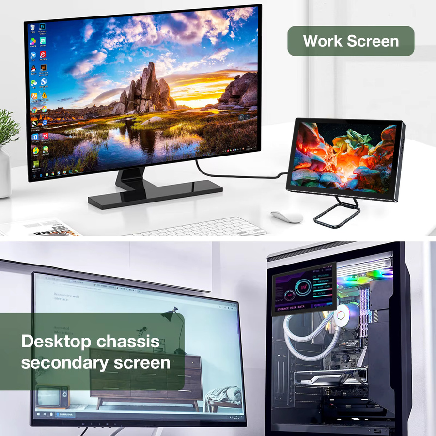 MISSUN Tragbarer 6-Zoll Monitor in Schwarz mit 60 Hz und USB-C Anschluss für Laptop, PC, Xbox, PlayStation, Nintendo Switch und mobile Geräte - Bild 6