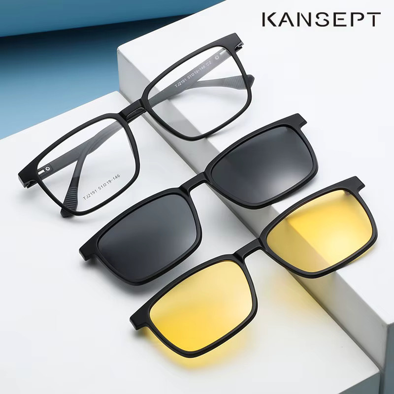 KANSEPT Sonnenbrille, Clip-on, TR90, Vollrand, Unisex, Schwarz, polarisiert - Bild 2