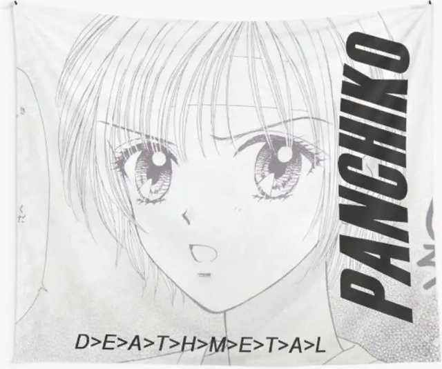 VIKAMA Anime Girl PANCHIKO Line Art Wandteppich, weiß, B/H: 60 x 40 cm - Bild 1