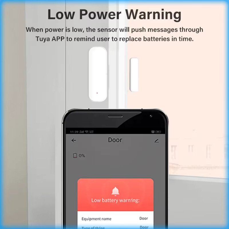 Tuya Zigbee Türsensor in Weiß für Hausfenster und Schubladen mit Echtzeit-APP-Alarm und Batteriestands-Warnung - Bild 3