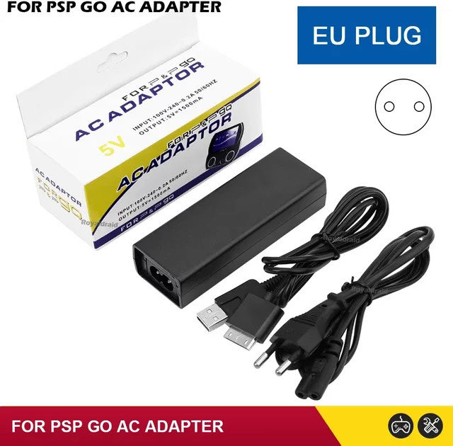 HeroAngel USB-Ladegerät und Datenkabel für PSP GO, 5V AC-Adapter mit EU-Stecker, Schwarz - Bild 1