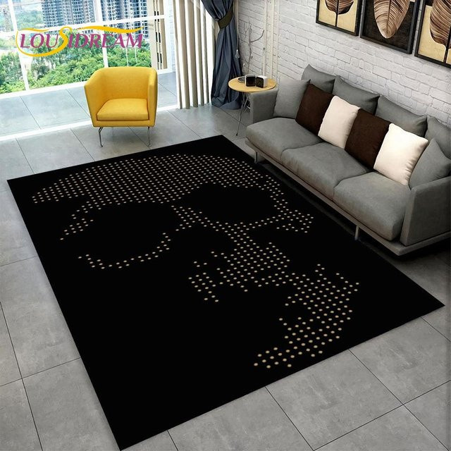 Rutschfester Gothic-Teppich mit Totenkopf-Design von Karpetti, schwarz, B/T: 60 x 40 cm - Bild 1