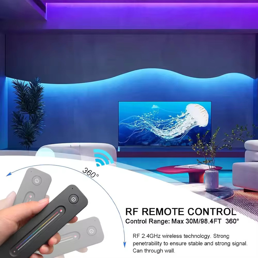 YSRSAI LED-Controller mit 2,4GHz Touch-Fernbedienung für RGBW-Streifenlicht, 12V 24V Wandmontierter LED-Dimmer - Bild 2