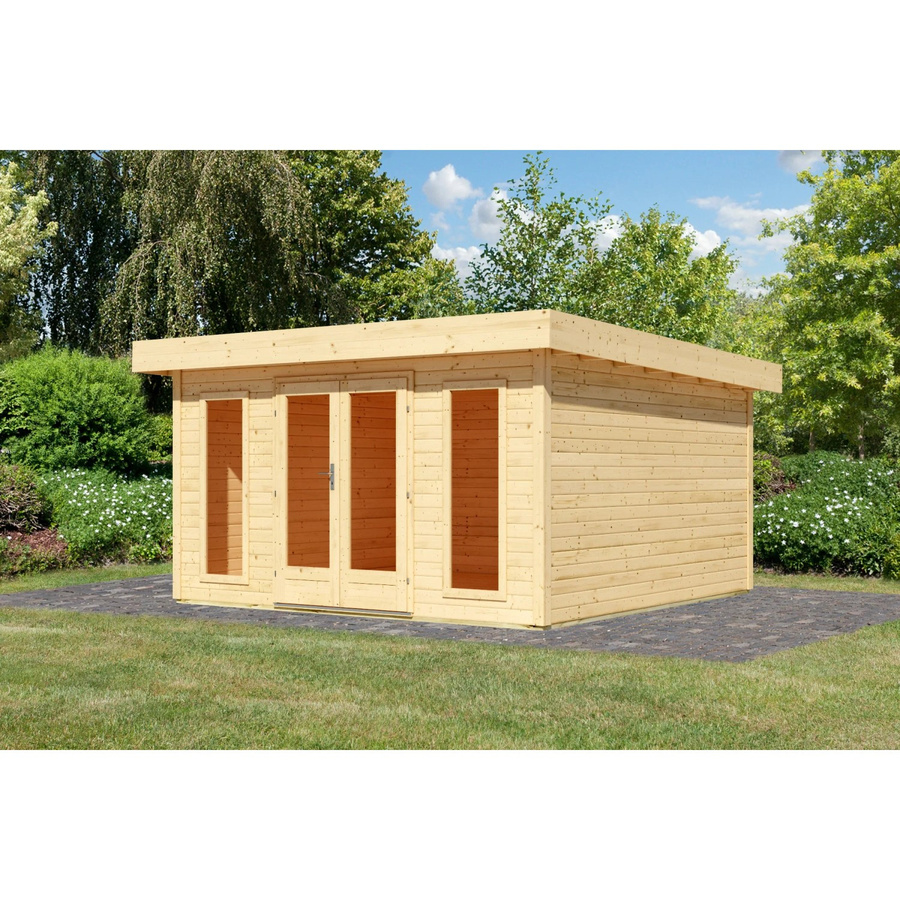 Karibu Gartenhaus Moniz aus Massivholz mit Dachbegrünung und Pultdach, Naturbelassen, B/T/H: 393 x 393 x 238 cm - Bild 2