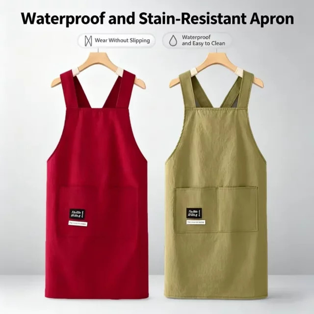 VTMANMNS Multifunktionale Wasserdichte Küchenschürze für Unisex in Grün mit verstellbarem Riemen und Ölbeständigkeit - Bild 1