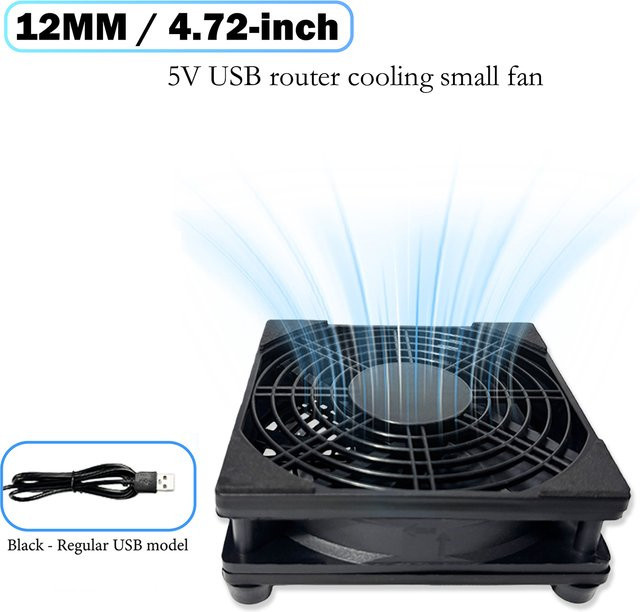 AuyiHomu USB-A Mini Lüfter 120mm 4,72 Zoll 5V Leiser Kühler für elektronische Geräte Schwarz - Bild 1