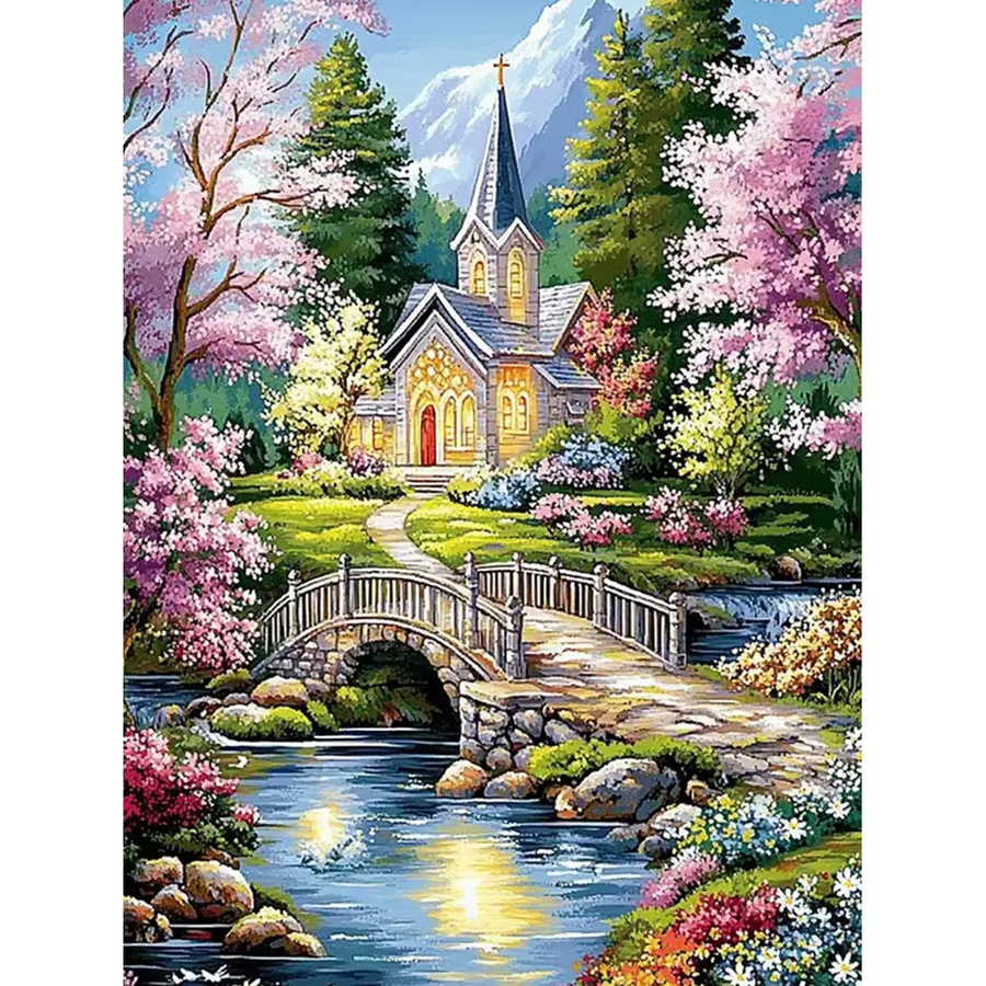 Momoart DIY-Diamant-Malerei Landschaft Garten als Mosaik-Stickerei in Multicolour, B/H: 30 x 20 cm - Bild 4