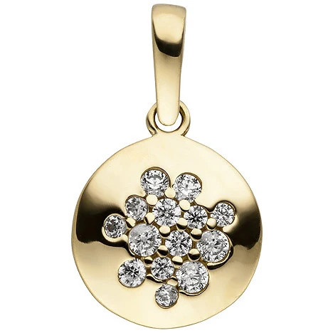 Colfem Anhänger rund, 333 Gelbgold, Zirkonia, Unisex - Bild 1