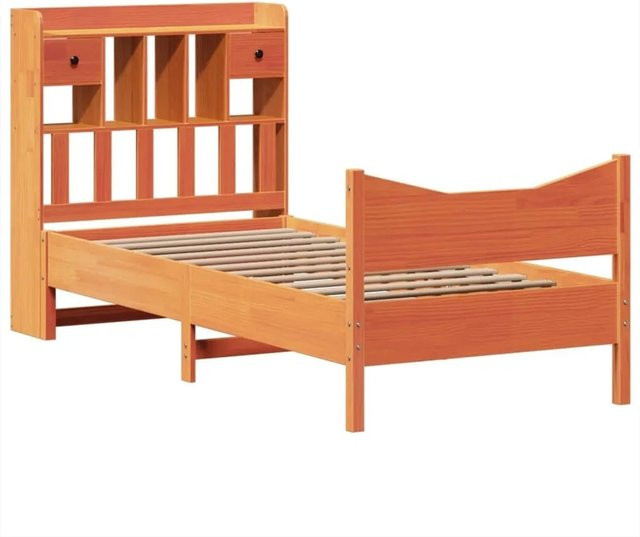 vidaXL Massivholzbett aus Kiefernholz mit Schubladen in Wachsbraun, B/T/H: 75 x 190 x 81 cm - Bild 1