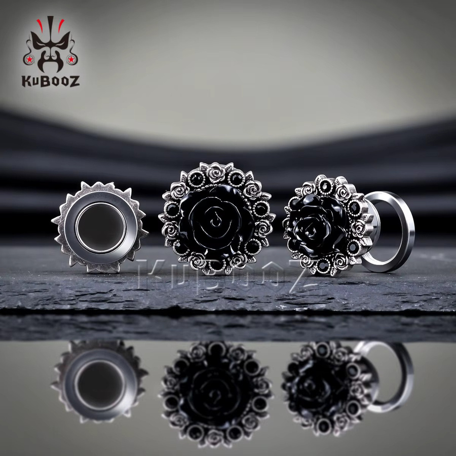 KUBOOZ Ohrringe Gothic Rose, Edelstahl, Unisex - Bild 2