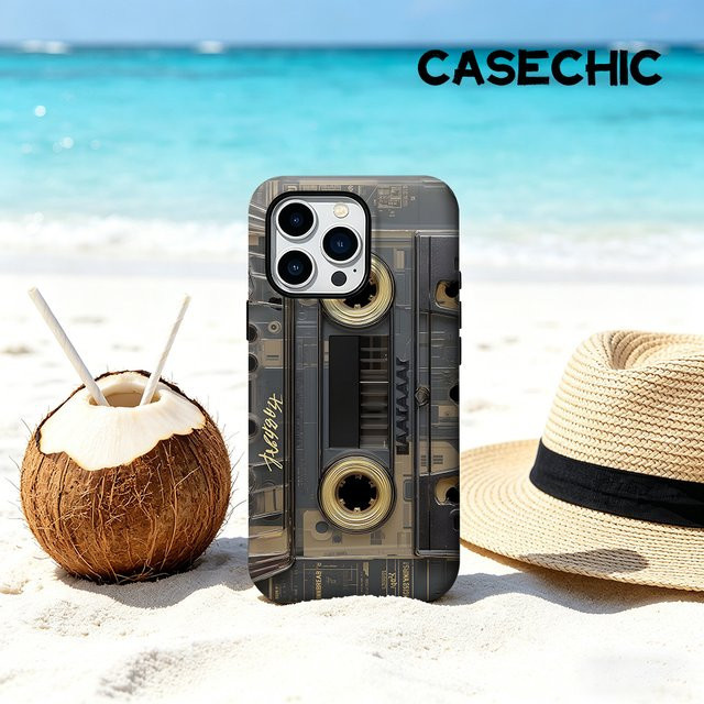 CaseChic Matte Bumper Hülle mit MagSafe für iPhone 17 16 15 14 13 Pro Max Plus Stoßfeste Retro Kassettenhülle aus hartem PC - Bild 1