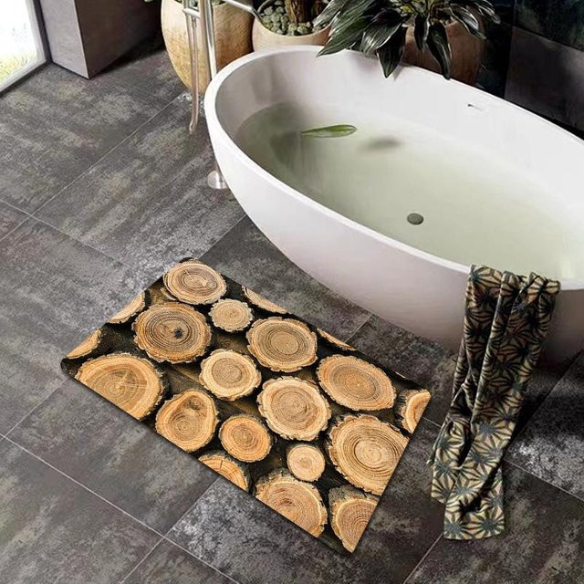 Yiran Furniture Badezimmer Fußmatte mit Retro Holzmaserung 3D-Optik, braun, B/T: 80 x 50 cm - Bild 1