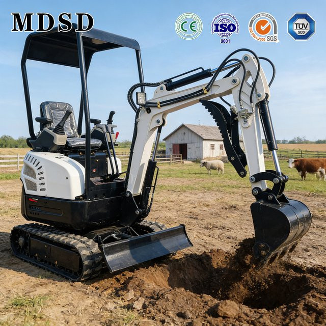 Iosn Mini-Bagger 3 Tonnen mit Kubota-Motor in Weiß für Landwirtschaft und Bauwesen inklusive Zubehör - Bild 1