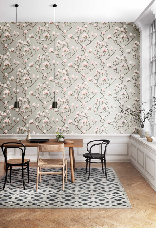 Cole & Son Tapete Magnolia Floral Botanical in Grau, Altrosa und Weiß aus Vlies - Bild 2