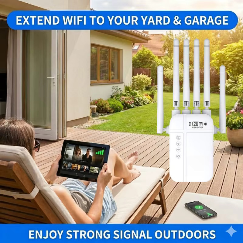 Regaton WiFi 6 Extender 1800Mbps Dual Band Wireless Repeater Signalverstärker mit 6 Antennen und Ethernet-Anschluss, Weiß - Bild 3
