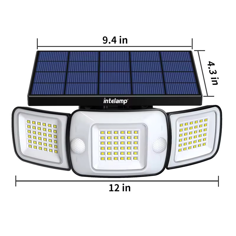intelamp Solarleuchte für den Außenbereich mit 6000mAh Akku, schwarze Wandlampe mit 3 Modi und zwei Bewegungssensoren für Garten und Hof - Bild 5