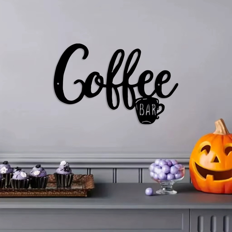 DDPNKL Kaffeebar-Schild aus Metall in Schwarz als rustikale Wanddekoration - Bild 2