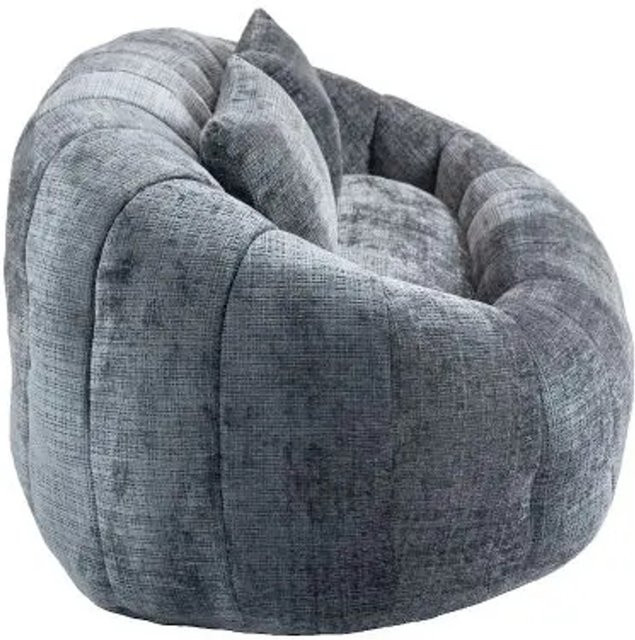 PXloue 2 Sitzer Sofa aus Chenille und Samt mit 2 Kissen, Grau, B/T/H: 150 x 62 x 63 cm - Bild 1