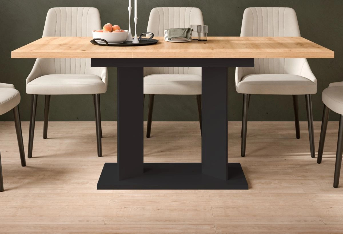Esstisch Anton von Inn.Furn, ausziehbar, Eiche und Schwarz, Rechteckig - Bild 2