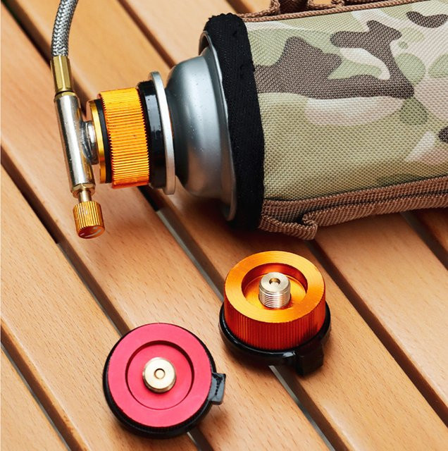 Gaspatronen Adapter Split Typ Konverter für Outdoor Camping und Wandern in Gelb und Orange - Bild 1