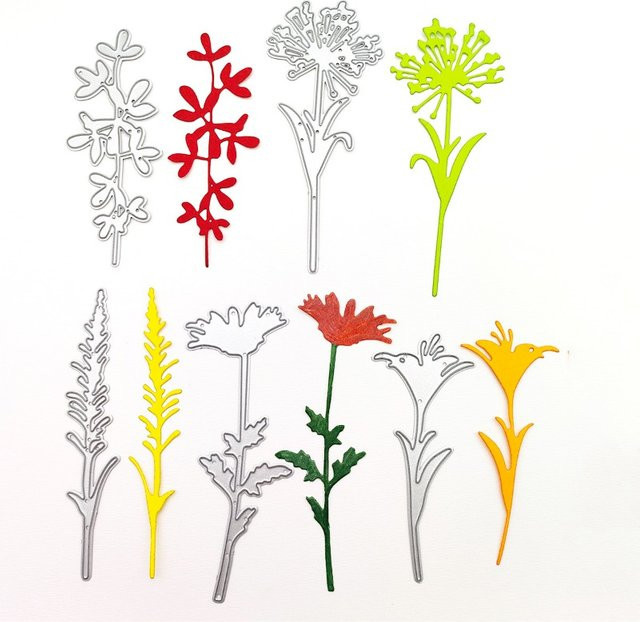 Metall Stanzform Blume Blätter für Papier Handwerk und Sammelalbum Silber - Bild 1