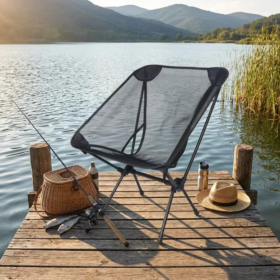 XIANGYANGHUA Moon Chair Atmungsaktiver Outdoor-Camping-Angelstuhl aus 7075 Aluminiumlegierung mit Textilene-Netzgewebe in Schwarz oder Weiß - Bild 2