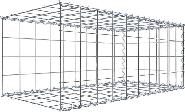 Gabiona Anbaukorb Typ 2 aus Stahl in Silbergrau, B/T/H: 40 x 100 x 50 cm, Maschenweite 10 x 10 cm - Bild 1