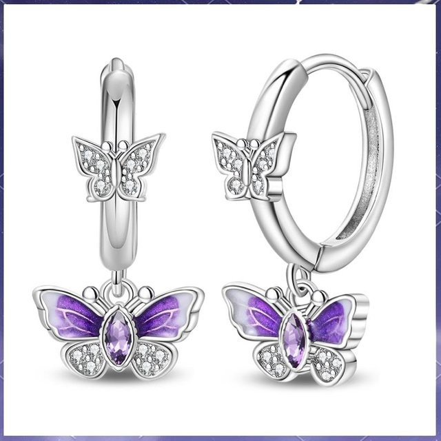Ohrringe Schmetterling, 925 Silber, Zirkonia, Damen - Bild 1