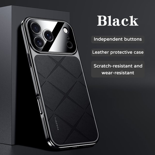Luxus Leder Schutzhülle für Apple iPhone 17 Pro Max 16 15 14 13 in Schwarz mit stoßfestem Kamera-Schutz - Bild 1