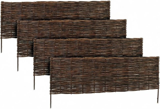 Relaxdays Beeteinfassung aus Weide in Braun, 4er Set, Steckbar für Garten und Blumenbeete, Höhe: 30 cm, Länge: 100 cm - Bild 1