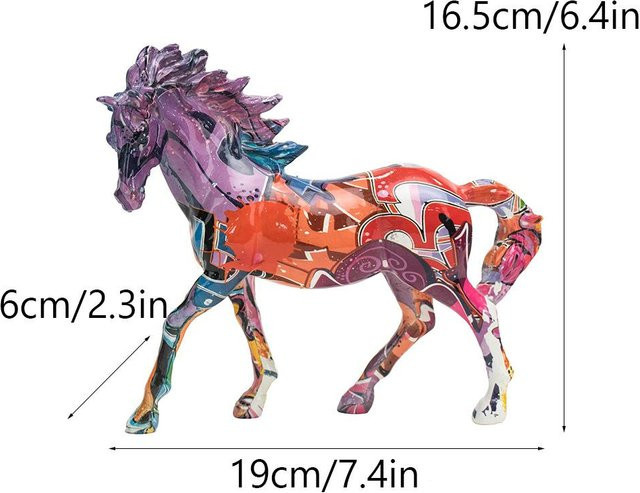 Yiran Furniture Nordisches Pferd Ornament aus Harz in Multicolour für Wohnzimmer und Büro, Höhe: 16,5 cm, Breite: 6,0 cm, Tiefe: 6,0 cm - Bild 1