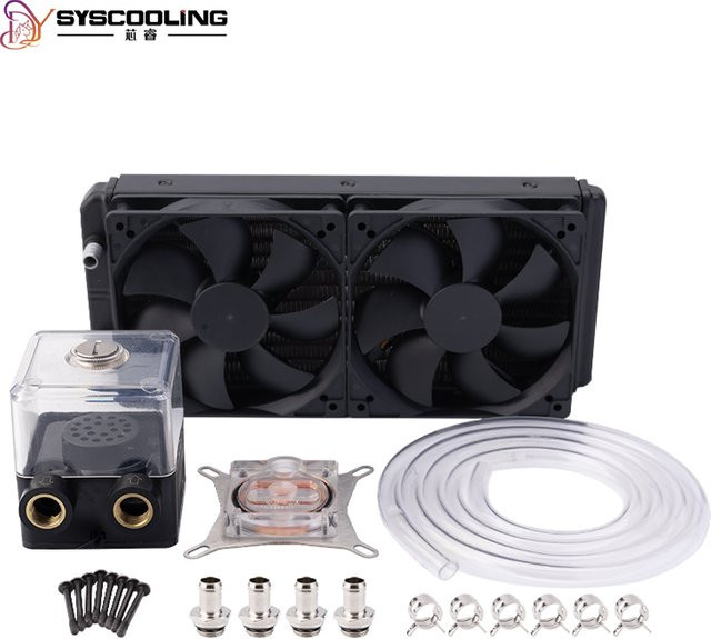 Syscooling PC-Wasserkühlungs-Kit mit 240-mm-Radiator und Soft-Tube-System für Intel-CPUs in Schwarz - Bild 1