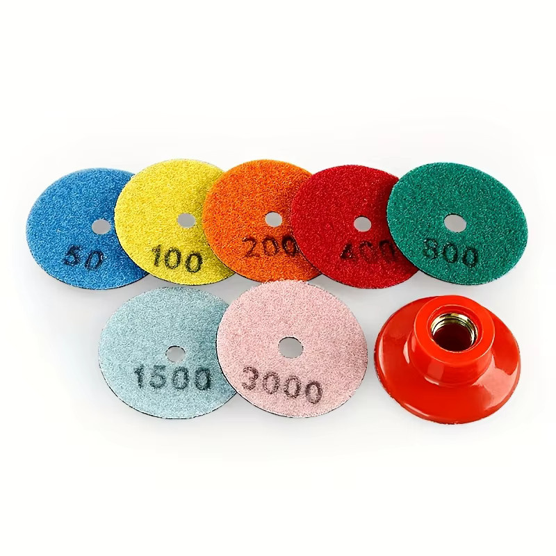 WIDEEP 7 Stück Diamant-Polierpads mit M14-Adapter, professionelle Trockensteinschleifpads für Marmor, Granit und Terrazzo, 2 Zoll - Bild 2
