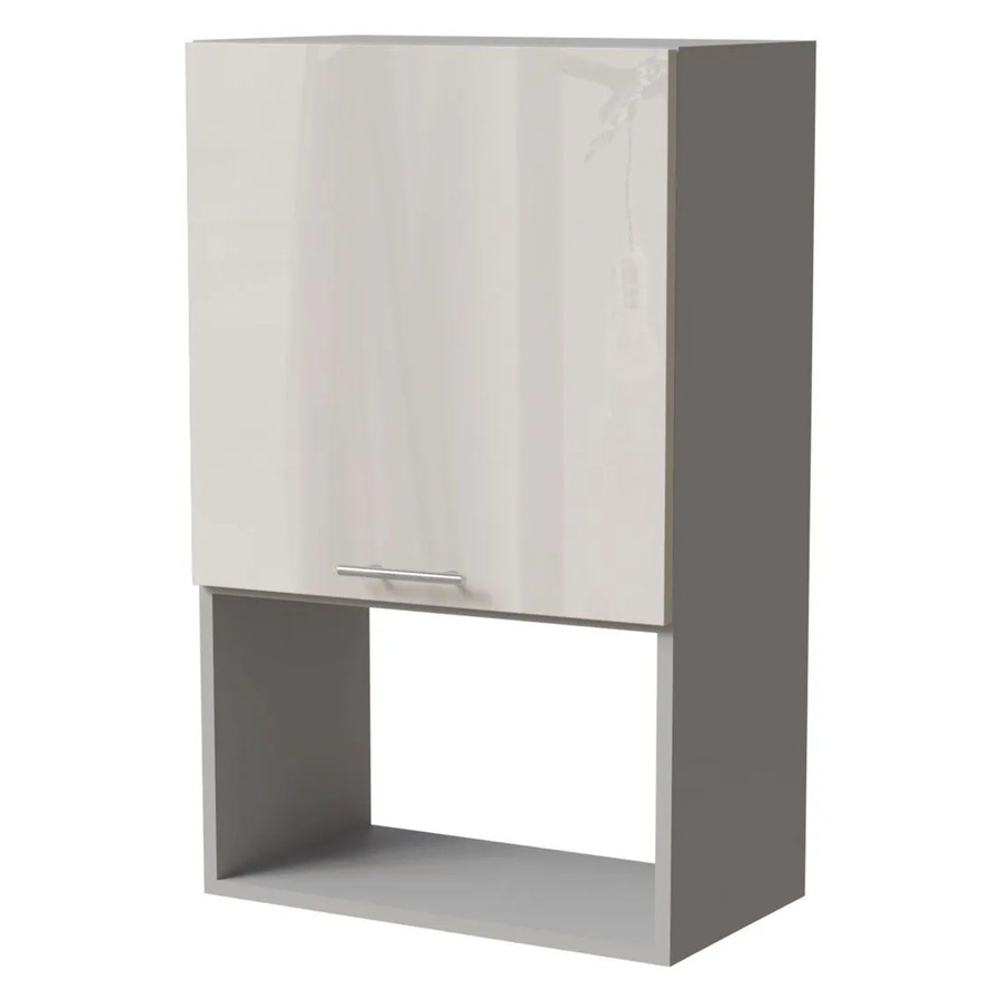 Feldmann-Wohnen Mikrowellenumbauschrank Brerra W4MK/60 in Grau und Creme Hochglanz B/T/H: 60 x 32,5 x 96 cm - Bild 2