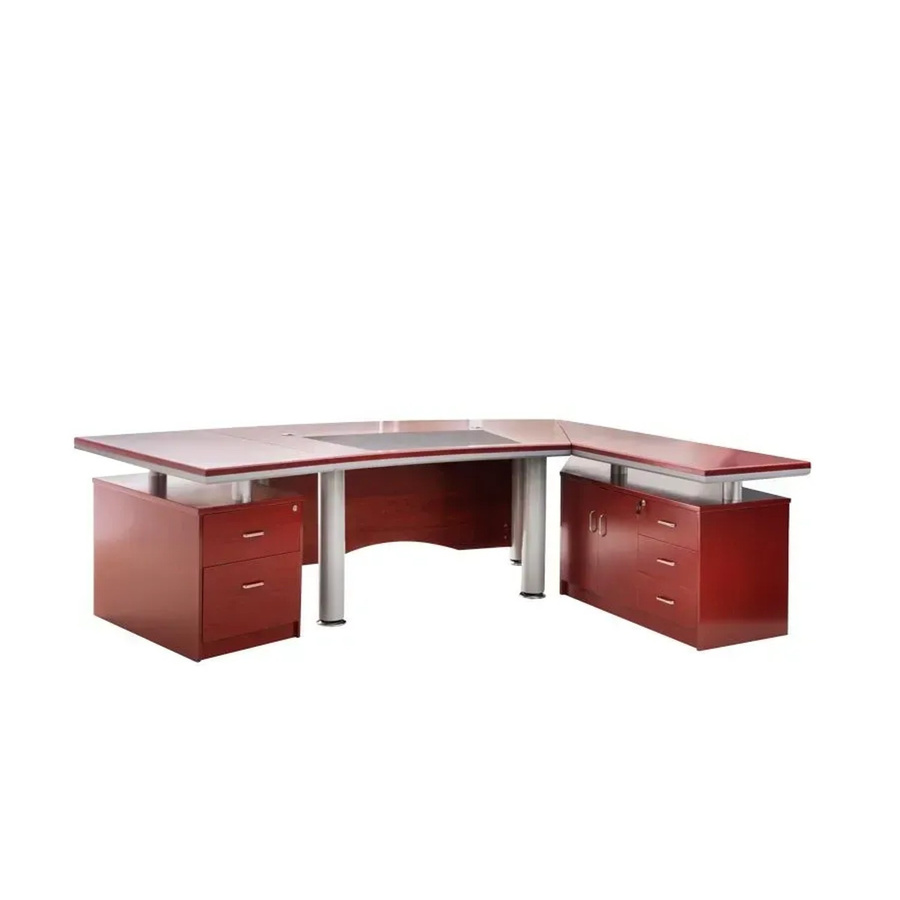 Jet-Line Chef Schreibtisch Berlin mit 2 Sideboards rechtsseitig in Kirschbaum Furnier, B/T/H: 260 x 180 x 76 cm - Bild 2