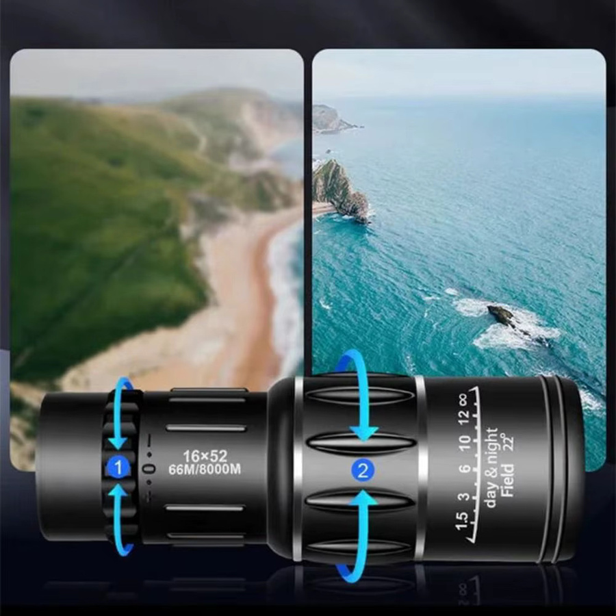 Monokular-Teleskop mit Dual Focus und HD-Zoom in Schwarz - Bild 3