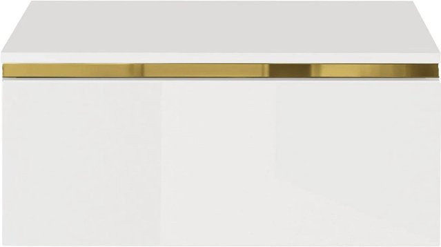 Vente-unique Nachttisch Vukia Weiß mit Gold-Akzenten, Wandmontage, Modern - Bild 1