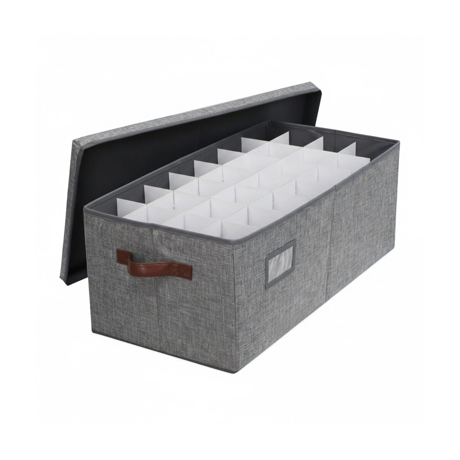 Relaxdays Weihnachtskugel Aufbewahrungsbox in Grau, verstellbar, B/T/H: 26 x 66,5 x 33 cm - Bild 2